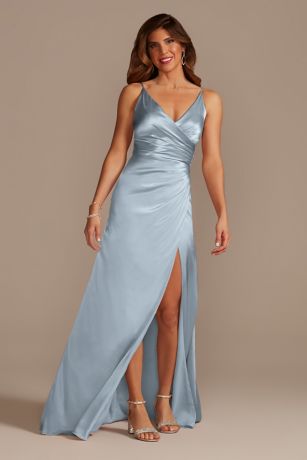 Galina Signature Charmeuse Draped Strappy Dress
